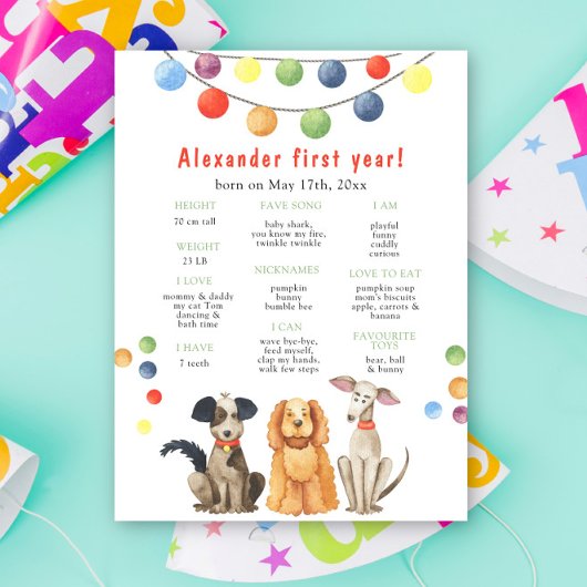 Dog First Birthday Milestone Birthday ポスター