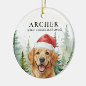 Dog First Christmas Pet Puppy Photo Personalized  セラミックオーナメント (左)