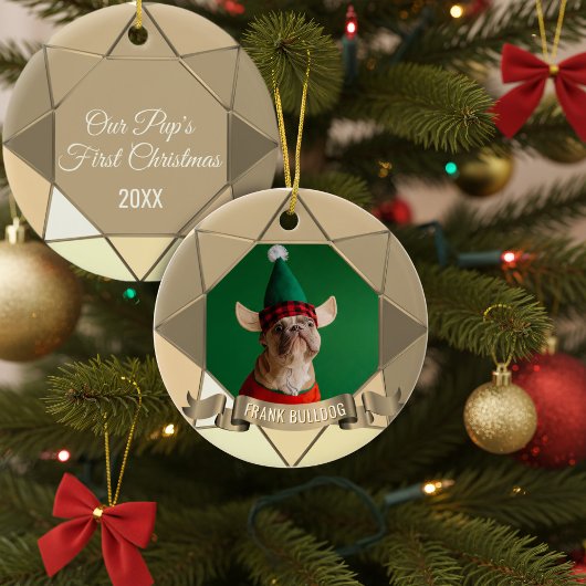 Dog First Christmas Photo Ceramic Ornament セラミックオーナメント