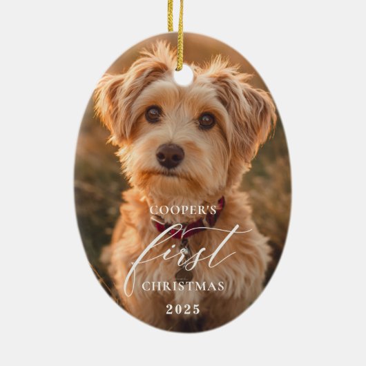 Dog First Christmas Script Ornament セラミックオーナメント (裏面)