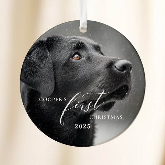 Dog First Christmas Script Ornament セラミックオーナメント