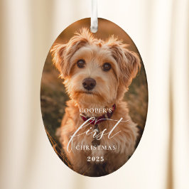 Dog First Christmas Script Ornament セラミックオーナメント