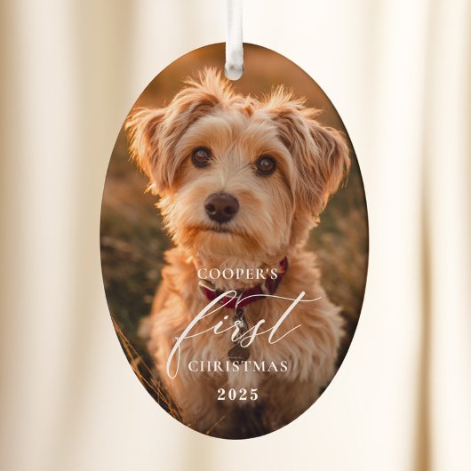 Dog First Christmas Script Ornament セラミックオーナメント