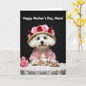 Dog Floral Mothers Day Tea Party Card カード (黄色い花)