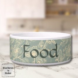 Dog Food Bowl - Sage Green Botanical, Name  ボウル