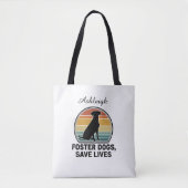 Dog Foster Retro Sunset Silhouette トートバッグ (正面)
