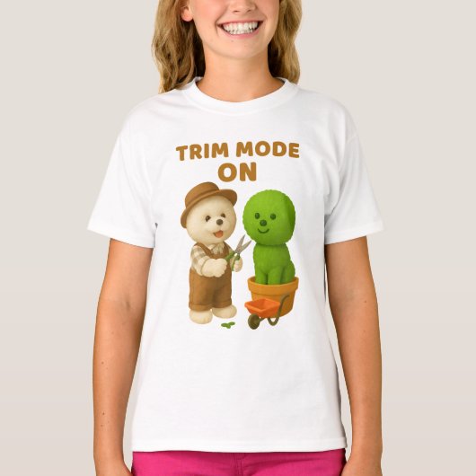 Dog Gardener Bichon Topiary Trim Surreal Tシャツ (正面)