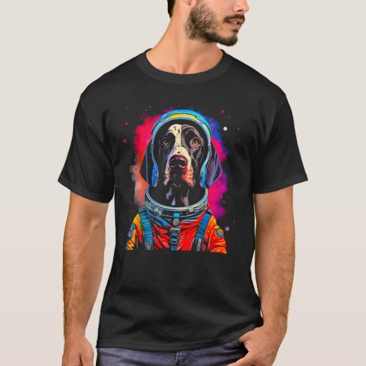 Dog German Shorthaired Pointer Astronaut Space Cos Tシャツ (正面)
