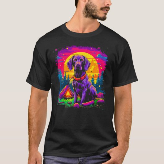 Dog German Shorthaired Pointer Camping Nature Tシャツ (正面)