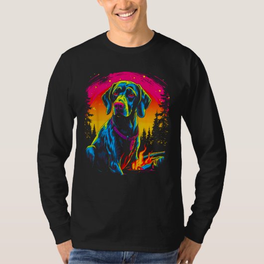 Dog German Shorthaired Pointer Camping Tシャツ (正面)
