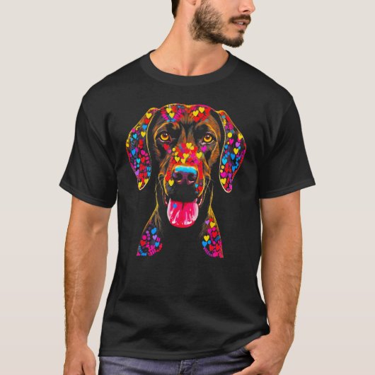 Dog German Shorthaired Pointer Love Peace Tシャツ (正面)