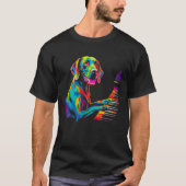 Dog German Shorthaired Pointer Piano Pianist Tシャツ (正面)