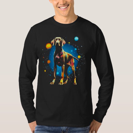 Dog German Shorthaired Pointer Planet Space Tシャツ (正面)