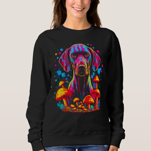 Dog German Shorthaired Pointer Psychedelic Mushroo スウェットシャツ (正面)