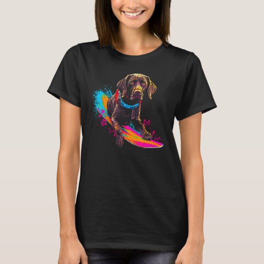 Dog German Shorthaired Pointer Snowboard Tシャツ (正面)