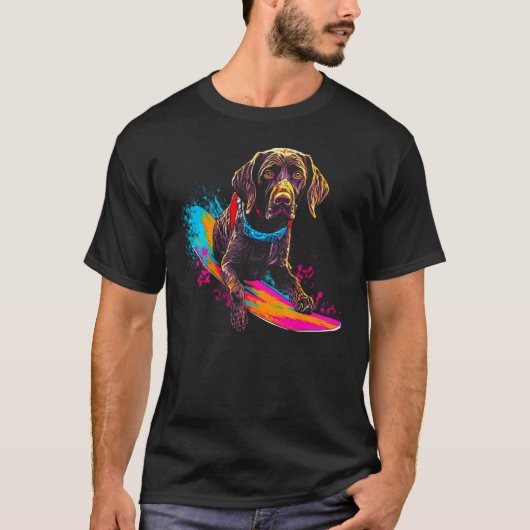 Dog German Shorthaired Pointer Snowboard Tシャツ (正面)
