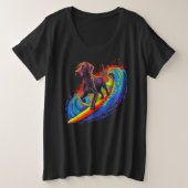 Dog German Shorthaired Pointer Surfer Surfing プラスサイズTシャツ (デザイン正面)