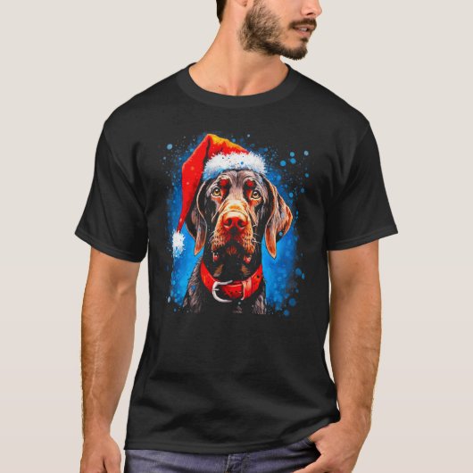 Dog German Shorthaired Pointer Xmas Tシャツ (正面)