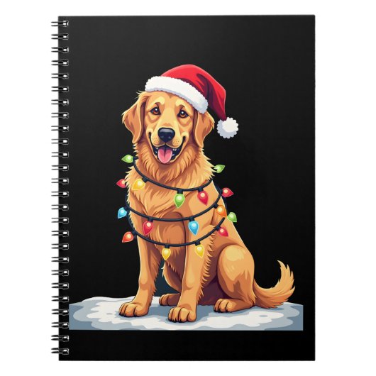 Dog Golden Retriever Santa Christmas Xmas Lights ( ノートブック (正面)