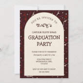 Dog Graduation Announcement Black Cherry Invite  招待状 (正面)