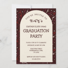 Dog Graduation Announcement Black Cherry Invite  招待状