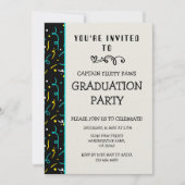 Dog Graduation Announcement Colorful Blue & Black 招待状 (正面)
