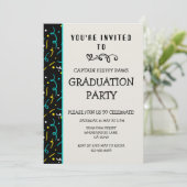 Dog Graduation Announcement Colorful Blue & Black 招待状 (スタンド正面)