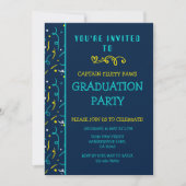 Dog Graduation Announcement Colorful Blue Confetti 招待状 (正面)