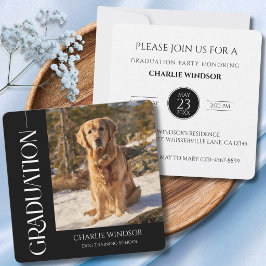 Dog Graduation Invitation Cards Black and white