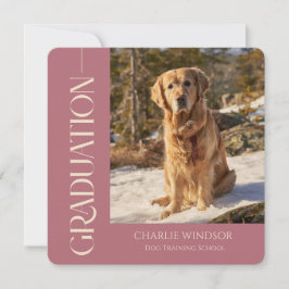 Dog Graduation Invitation Cards Rose Gold