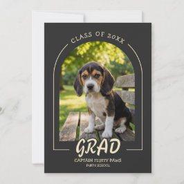 Dog Graduation Invite Pet Photo Charcoal Slate 招待状