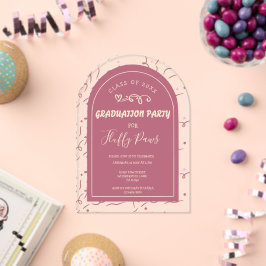 Dog Graduation Party Announcement Rose Gold アクリル招待状