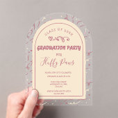 Dog Graduation Party Champagne & Rose Gold アクリル招待状 (インサイチュ (ポータブル))