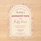 Dog Graduation Party Champagne & Rose Gold アクリル招待状 (正面)