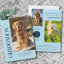 Dog Graduation Party Invitate Pet Photos Baby Blue 招待状