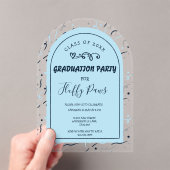 Dog Graduation Party Invite Baby Blue and Navy アクリル招待状 (インサイチュ (ポータブル))