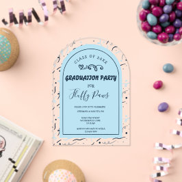 Dog Graduation Party Invite Baby Blue and Navy アクリル招待状