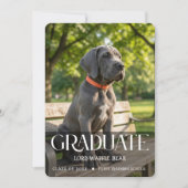 Dog Graduation Party Invite Pet Photo Black 招待状 (正面)