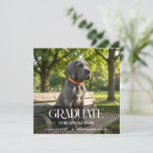 Dog Graduation Party Invite Pet Photo Black &White 招待状 (スタンド正面)
