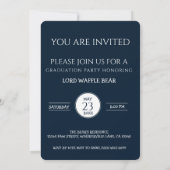 Dog Graduation Party Invite Pet Photo Navy Blue 招待状 (裏面)