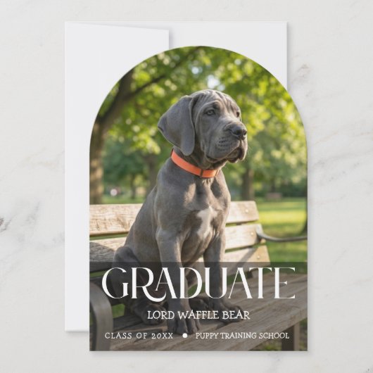 Dog Graduation Party Invite Pet Photo Navy Blue 招待状 (正面)