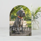 Dog Graduation Party Invite Pet Photo Navy Blue 招待状 (スタンド正面)