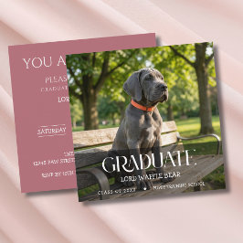 Dog Graduation Party Invite Pet Photo Rose Gold 招待状