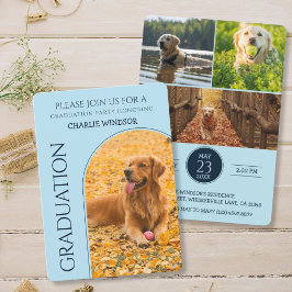 Dog Graduation Party Invite Pet Photos Baby Blue 招待状