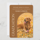 Dog Graduation Party Invite Pet Photos Brown 招待状 (正面)