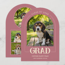 Dog Graduation Party Invite Pet Photos Rose Gold