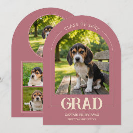 Dog Graduation Party Invite Pet Photos Rose Gold 招待状