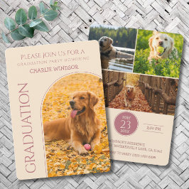 Dog Graduation Party Invite Pet Photos Rose Gold 招待状