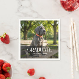 Dog Graduation Party Pet Photo Black & White スタンダードカクテルナプキン