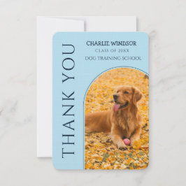 Dog Graduation Pet Photo Baby Blue サンキューカード